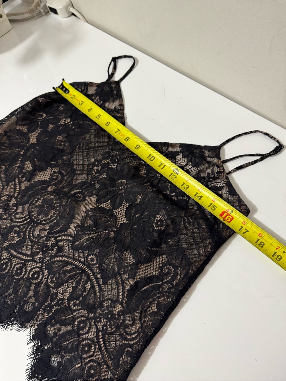 BCBGMaxAzria whimsy romantic goth punk Black Lace Floral Camisole - Picture 4 of 5